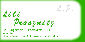 lili prosznitz business card